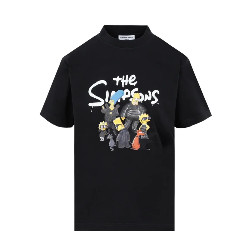 Balenciaga Black T-Shirt with Cartoon Graphic